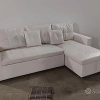 Divano angolare similpelle bianca