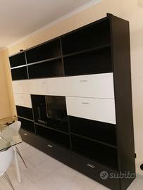 Mobile Parete Soggiorno Moderno Wengè/Bianco - 280