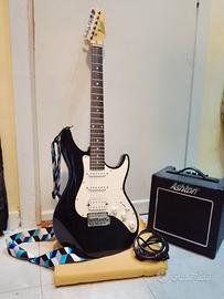 Chitarra elettrica con amplificatore e custodia