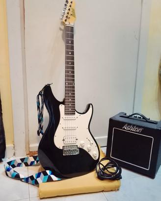 Chitarra elettrica con amplificatore e custodia