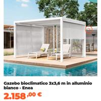 Pergola Bioclimatica bianca 3,6x3mt con tenda