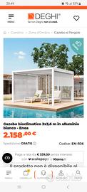 Pergola Bioclimatica bianca 3,6x3mt con tenda