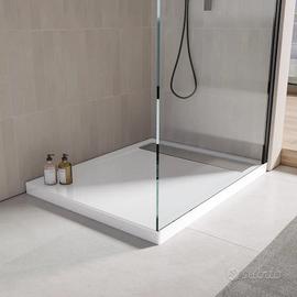 Piatto doccia 90x70 cm in acrilico bianco con cana
