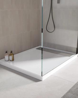 Piatto doccia 90x70 cm in acrilico bianco con cana