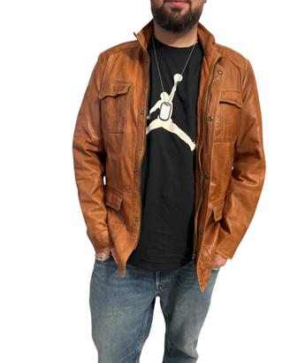 Giacca pelle Milestone uomo marrone vintage