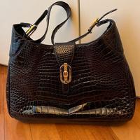 Borsa modello Gucci in pelle stampa cocco marrone