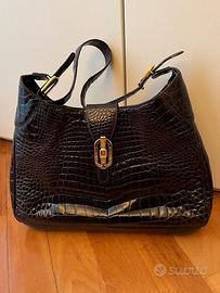 Borsa modello Gucci in pelle stampa cocco marrone