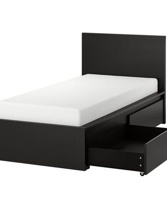 Letto contenitore IKEA Malm nero piazza singola