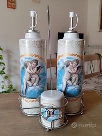 set completo di olio, aceto, sale e pepe 