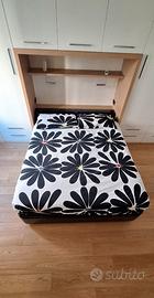 Letto matrimoniale futon design marrone/nero