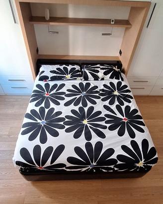 Letto matrimoniale futon design marrone/nero