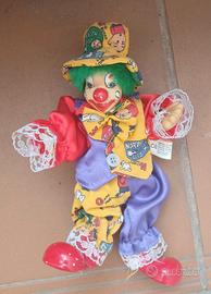 Bambola pagliaccio ceramica e stoffa 
