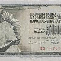 Banconota 500 dinara Jugoslavia 1981 - 