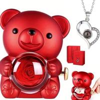 Orso con rosa Eterna, Porta Gioielli Rotante