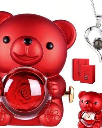 Orso con rosa Eterna, Porta Gioielli Rotante