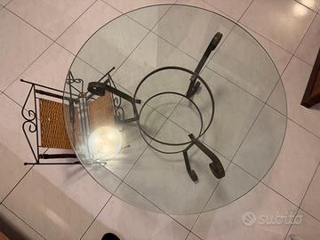 Tavolo ferro battutto e cristallo porta riviste