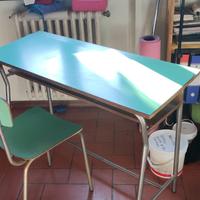 Banchino scuola doppio con sedia vintage