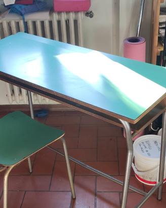 Banchino scuola doppio con sedia vintage