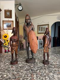 Sculture Africane intagliate a mano Antiquariato