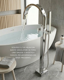 Rubinetto Vasca da Terra Cascata Design Cromato