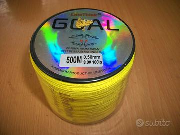 Filo trecciato pesca dyneema 100 lb, 0.50mm giallo
