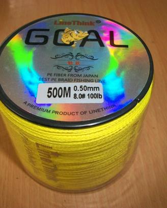 Filo trecciato pesca dyneema 100 lb, 0.50mm giallo