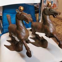 Due cavalli originali di bronzo Del Gansu vintage