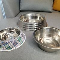 Tris ciotole cane acciaio