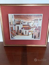 Dipinto olio su tavola anni 70