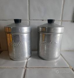 Barattoli vintage in alluminio caffè e zucchero