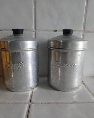 Barattoli vintage in alluminio caffè e zucchero