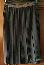 Gonna Vintage Marrone Plissettata Lunga Donna