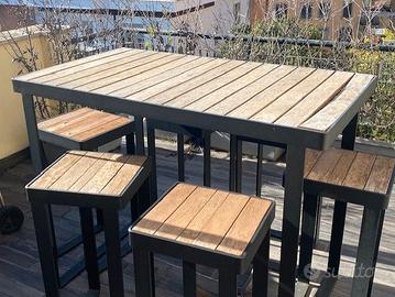 Set tavolo alto + 6 sgabelli da terrazzo