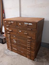 Mobile classificatore vintage industriale in legno