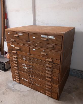 Mobile classificatore vintage industriale in legno