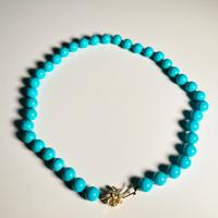 Collana vintage sfere turchesi chiusura argento