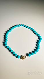 Collana vintage sfere turchesi chiusura argento