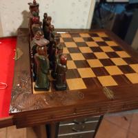 Scacchiera con pedine figure cinesi