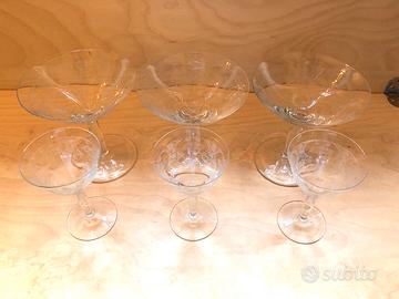 Vecchi bicchieri in cristallo lavorato (6 pezzi)