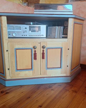 Mobile Angolare Porta stereo/TV in Legno Massello
