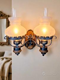 Applique da parete rustica a 2 luci - Stile lampad