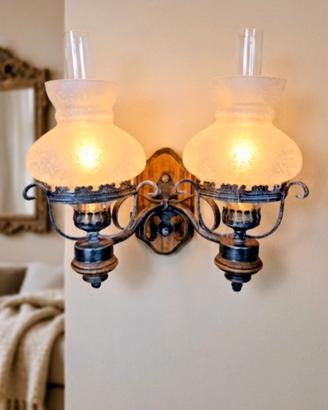 Applique da parete rustica a 2 luci - Stile lampad