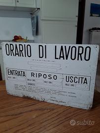 targa cartello vintage 'orario di lavoro'