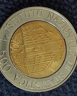 moneta da 500 lire 70esimo anniversario istat