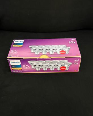 10 Faretti Philips a led, attacco GU10, 2700K