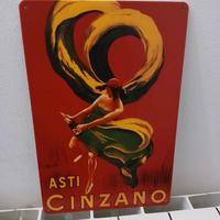 Cartello Vintage in Metallo Cinzano spumante