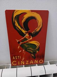 Cartello Vintage in Metallo Cinzano spumante