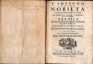 Settecentina "L'impegno dell nobiltà" anno 1707