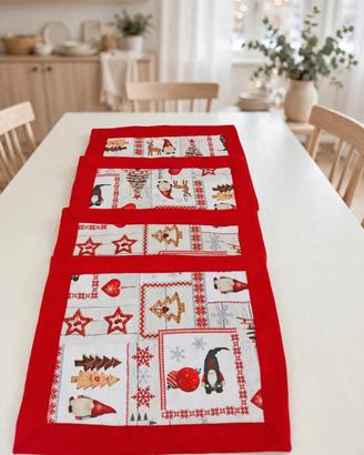 set 4 tovagliette natalizie fatte a mano 