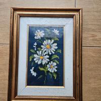 Quadro ricamo fatto a mano margherite